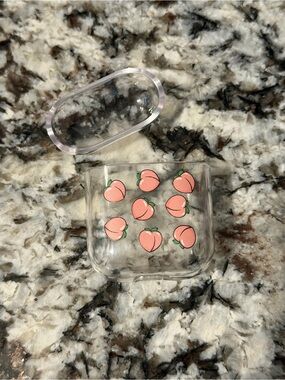 SHEIN Clear AirPods Case with Peach Print